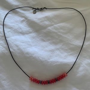 Chan Luu leather and red stone necklace